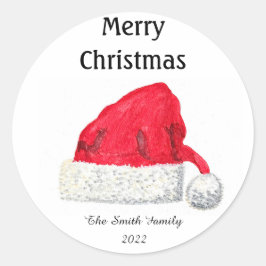 Tomte hatt Söt Vinter Jul Retro Vintage Runt Klistermärke