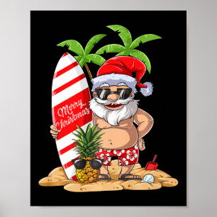 Tomte hawaiiansk surfing t-shirt jul sommar Su Poster