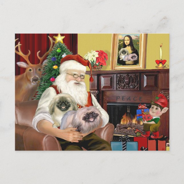 Tomte Hemma - Pekingeser (R) - Tomte Helg Vykort (Framsida)