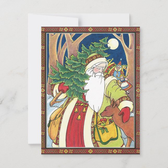 Tomte Hjort i Skog, Julfest Inbjudningar (Framsida)