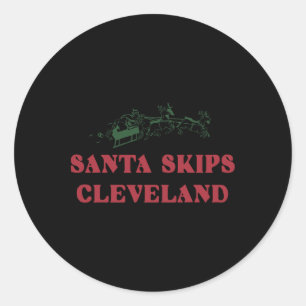 Tomte hoppar över Cleveland Rolig tomte Ren Jul Ch Runt Klistermärke