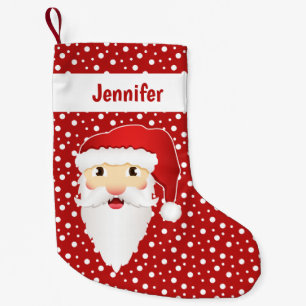 Tomte huvud med anpassningsbart namn rött liten julstrumpa