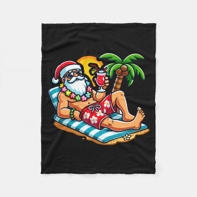 Tomte i badbyxor sommar jul strandfest fleecefilt (Framsidan)