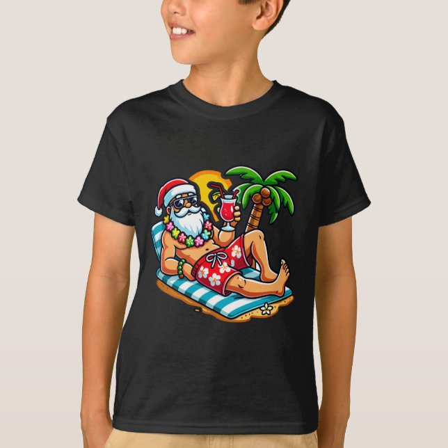 Tomte i badbyxor sommar jul strandfest t shirt (Framsida)