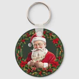 Tomte i en festlig krans nyckelring