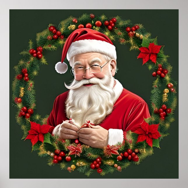 Tomte i en festlig krans poster (Framsidan)