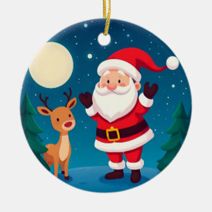 Tomte i en magisk vinterscen julgransprydnad keramik