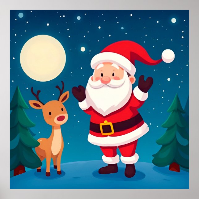 Tomte i en magisk vinterscen poster (Framsidan)