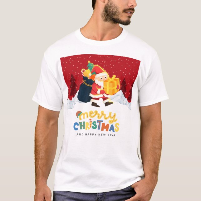 Tomte i en magisk vintervärld — God Jul T Shirt (Framsida)