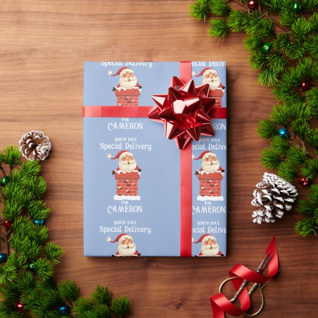 Tomte i en skorsten Anpassat namn jul Presentpapper (Julgåva)