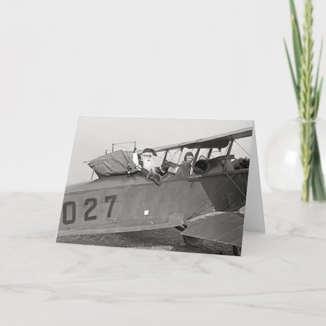 Tomte i ett flygplan, 1921 helgkort (Framsida)