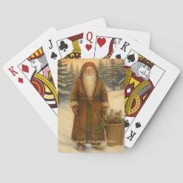 Tomte i gammaldags stil spelar casinokort