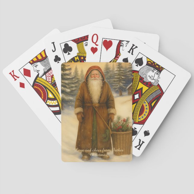 Tomte i gammaldags stil spelar  casinokort (Baksidan)