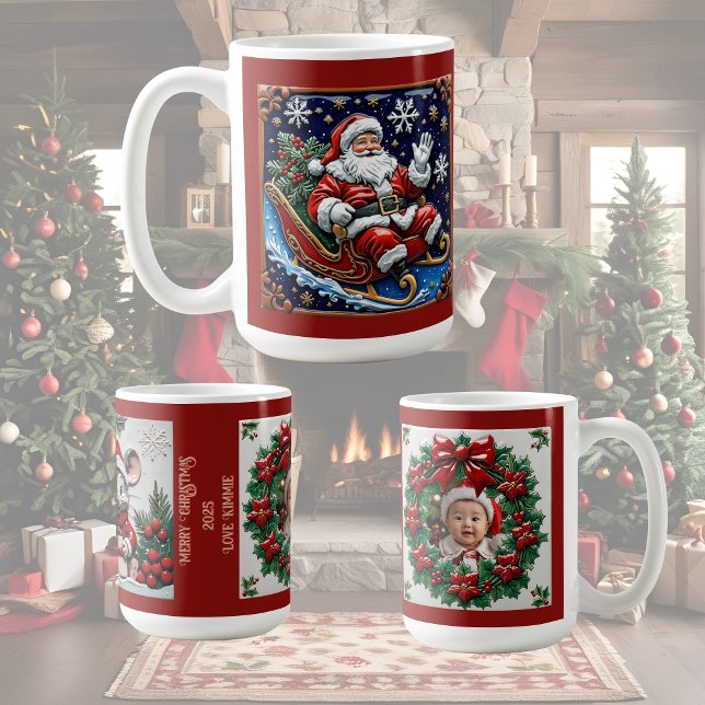 Tomte i hans släde kan anpassas kaffemugg (Skapare uppladdad)