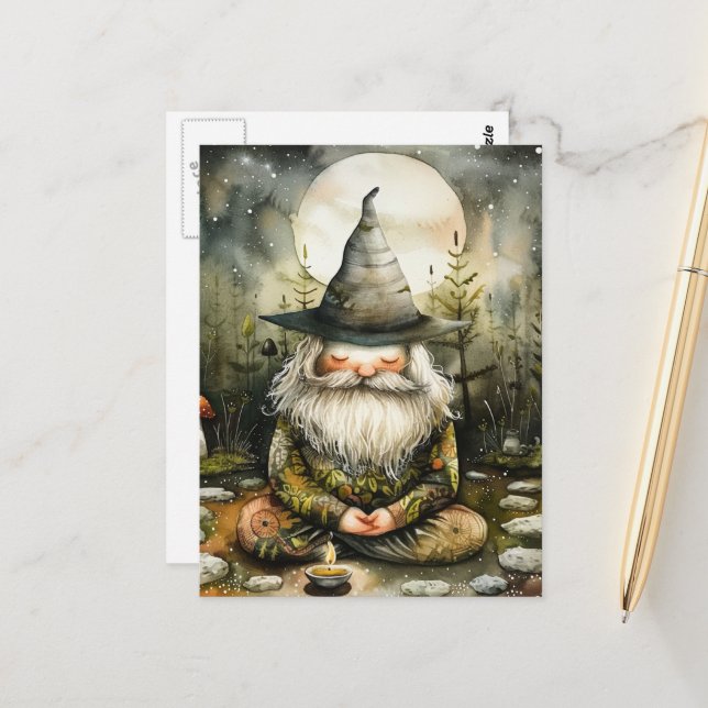 Tomte i hans Zen-trädgård Vykort (Fram/Back In Situ)