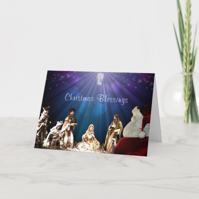 Tomte i julkrubba kort (Framsida)