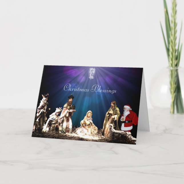 Tomte i julkrubba kort (Framsida)