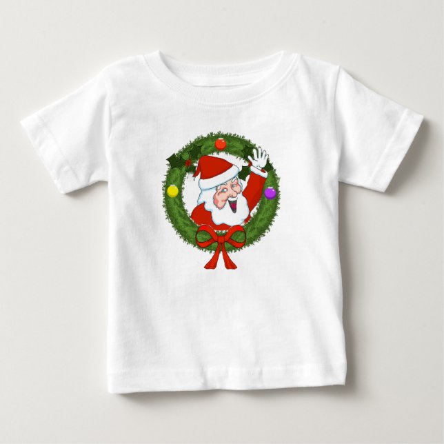 Tomte i krans Toddler Ruffle klänning T-shirt (Framsida)