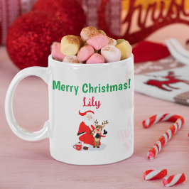 Tomte i Nordpolen med rödnosad ren Kaffemugg
