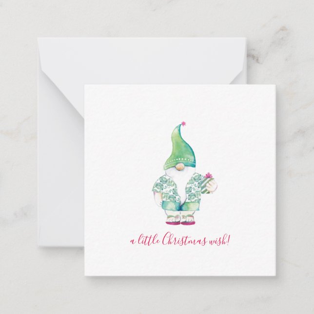 Tomte i palmlövs Bahama-tröja Mini jul Anteckningskort (Framsida)