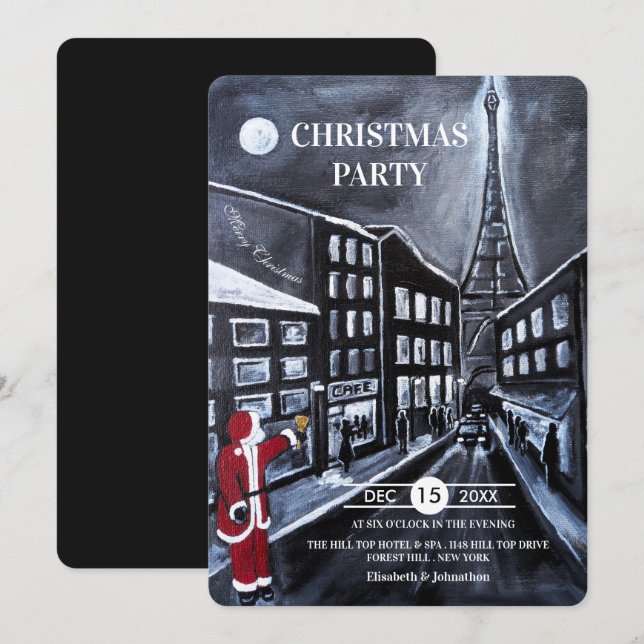 Tomte i Paris julfest Inbjudningar (Fram/baksida)