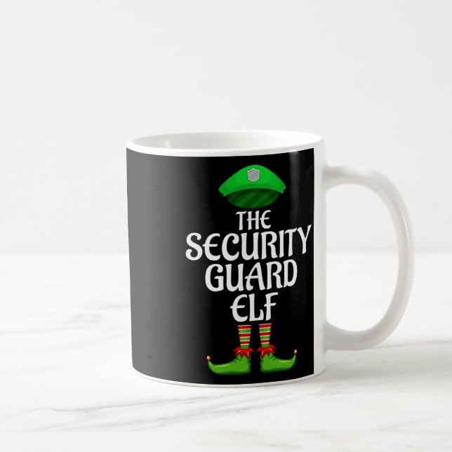 Tomte i säkerhetsvakt kläder som matchar familjegr kaffemugg (Höger)