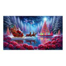 Tomte i sin släde på Poinsettia-dammen Väggposter