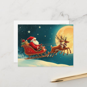 Tomte i släde helg vykort