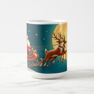 Tomte i släde med renar kaffemugg