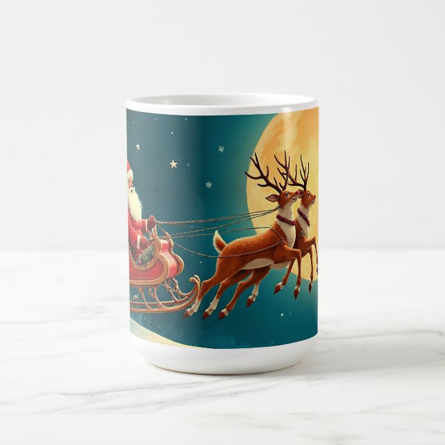 Tomte i släde med renar kaffemugg (Center)