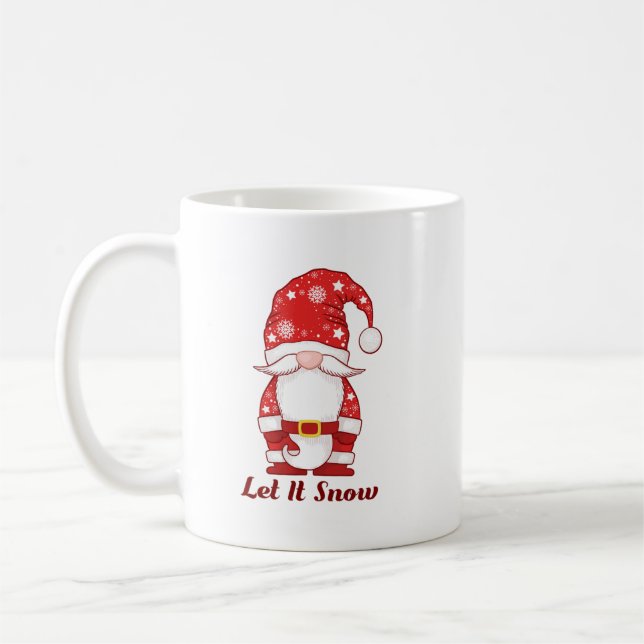 Tomte i snöflingehatt - Låt det snöa Kaffemugg (Vänster)