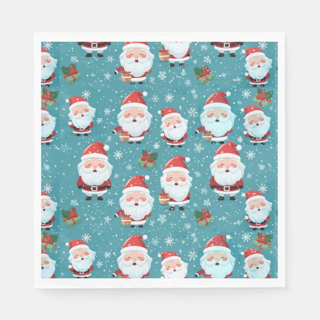 Tomte i snöflingor pappersservett (Framsidan)