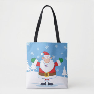 Tomte i snöig vinterscen tygkasse