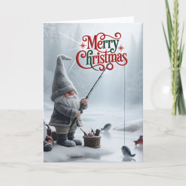 Tomte Isfiske Helgkort (Framsida)
