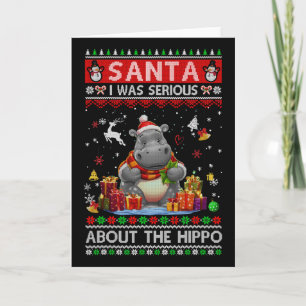 Tomte Jag Var Seriös Om Flodhästen Roligt Fult Jul Kort