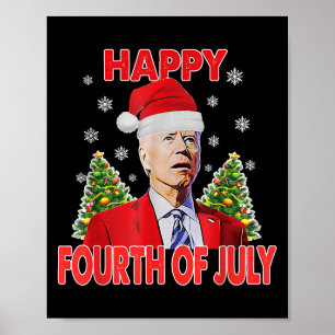 Tomte Joe Biden Glad 4:e Juli Rolig God Jul Poster