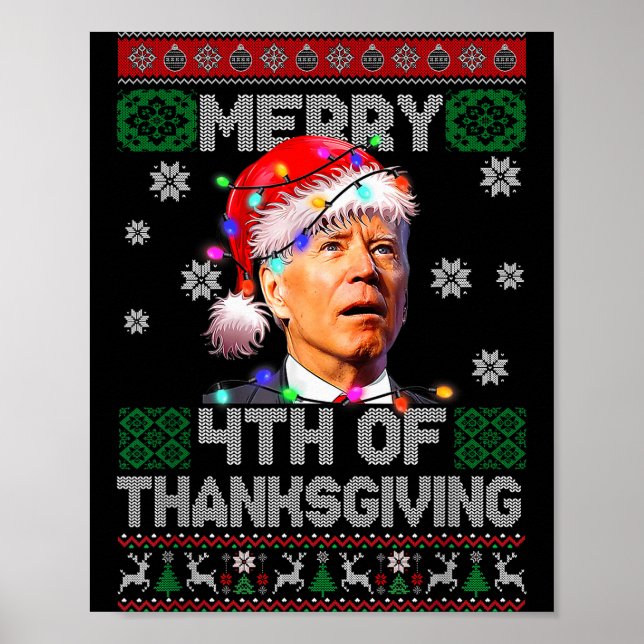 Tomte Joe Biden God 4:e Thanksgiving Fula Jultröja Poster (Framsidan)