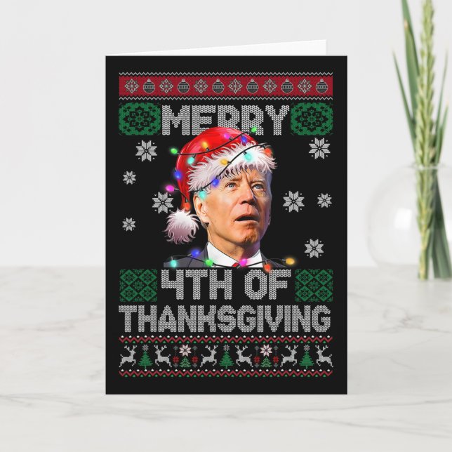 Tomte Joe Biden God 4:e Thanksgiving Fult Jul Kort (Framsida)