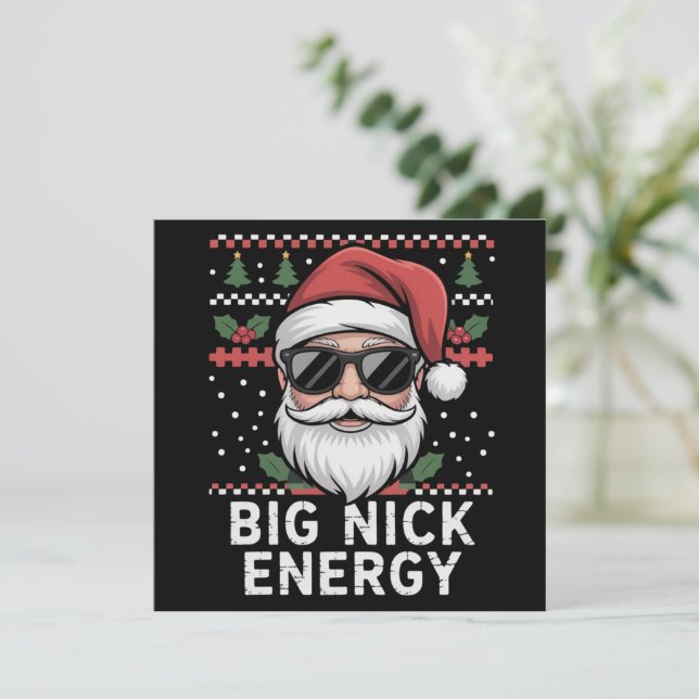 Tomte jul Big Nick Energifirande Roligt Julkort (Stående Fram)