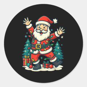 Tomte jul festlig glädje dans snöig ljust F Runt Klistermärke