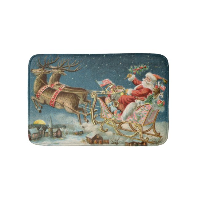 Tomte jul gammal släde renar badrumsmatta (Framsidan)