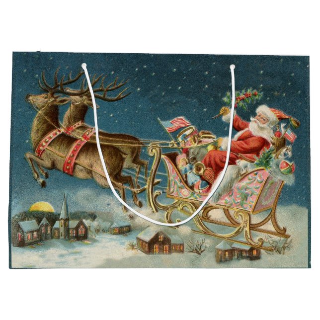 Tomte jul gammal vagn renar (Baksidan)