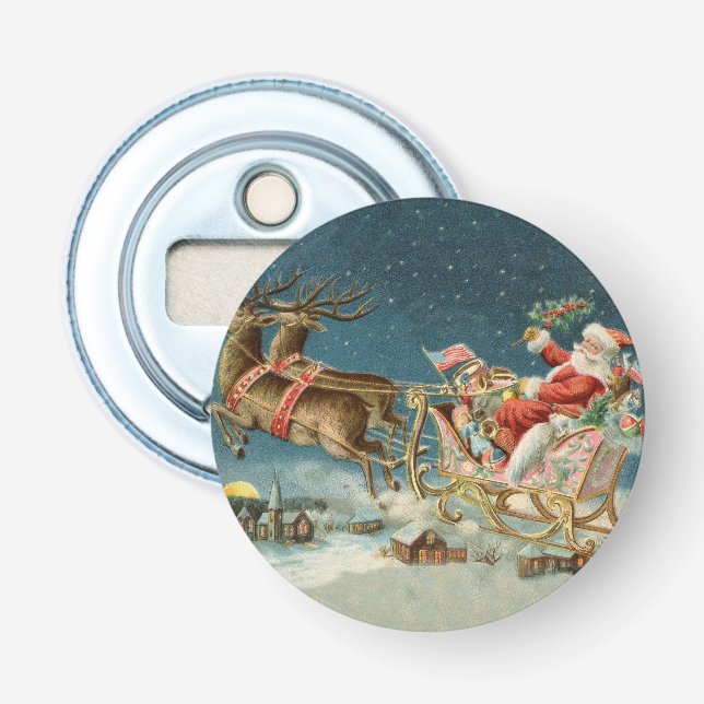 Tomte jul gammal vagn renar flasköppnare (Framsidan)