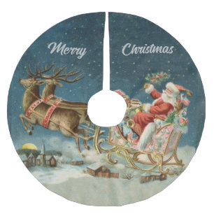 Tomte jul gammal vagn renar julgransmatta borstad polyester