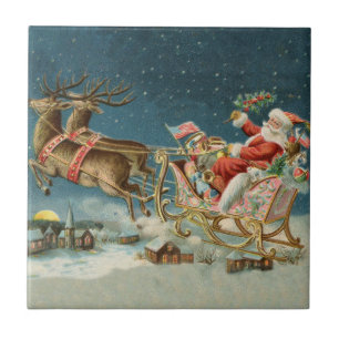 Tomte jul gammal vagn renar kakelplatta