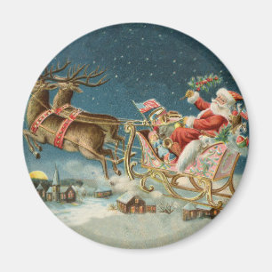 Tomte jul gammal vagn renar magnet
