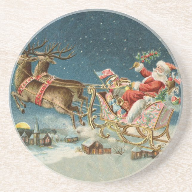 Tomte jul gammal vagn renar underlägg (Framsidan)