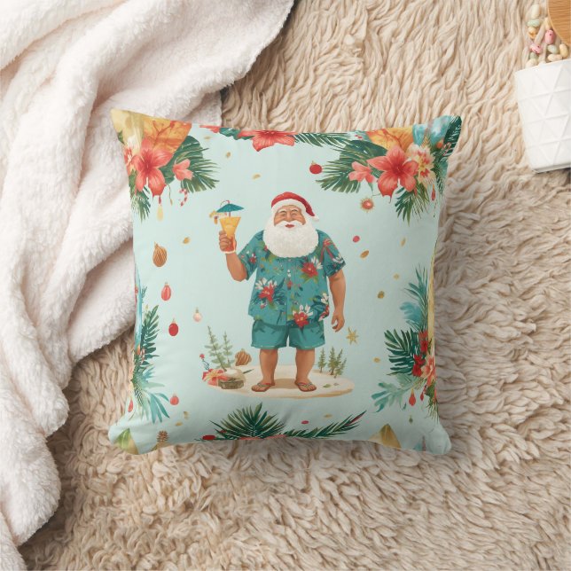 Tomte jul i juli på strand surfare kudde (Filt)