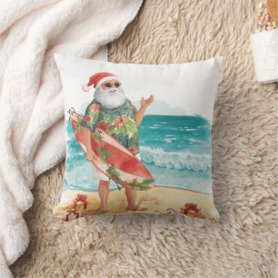 Tomte jul i juli på strand surfare kudde