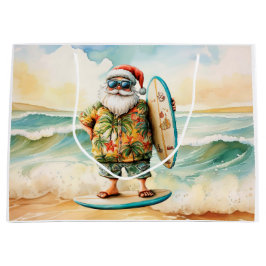 Tomte jul i juli på stranden surfar